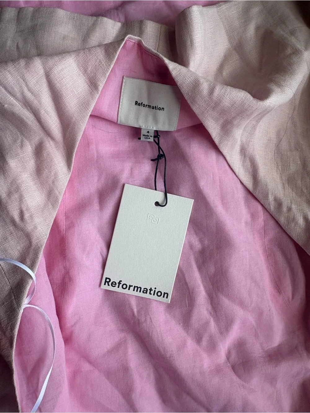 Reformation Avielle Linen two piece cherry blossom Mini Skirt and top set